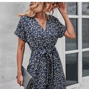 Floral belted jumpsuit